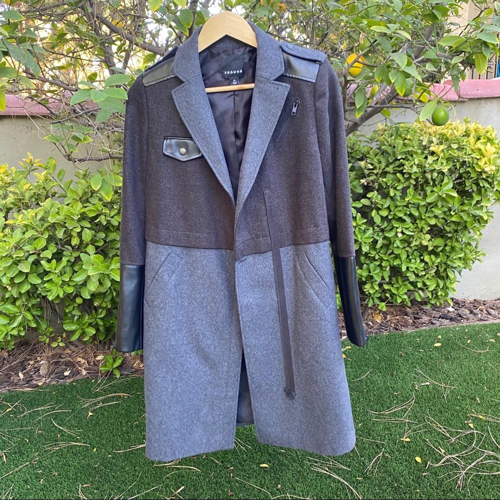 NWOT TROUVE Mixed Media Miltary Coat - Picture 5 of 16